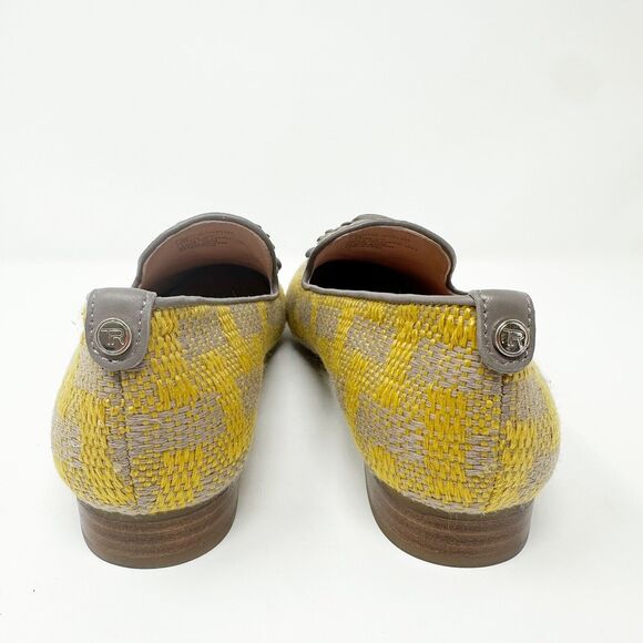 Taryn Rose Womens Woven Loafers 5.5B Yellow Grey Leather Vintage-Inspired Casual - Picture 6 of 14